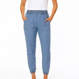 Devoted/ Lightweight Chambray Joggers/ Blue/ Elastic Waist/ Size US L